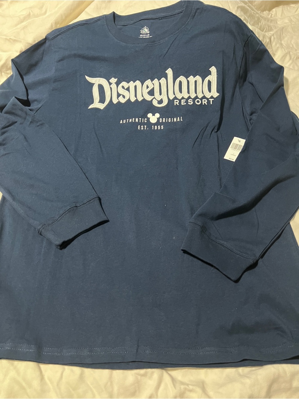 Disney Navy Long-Sleeve 'Disneyland Resort' embroidered Logo Tee adult